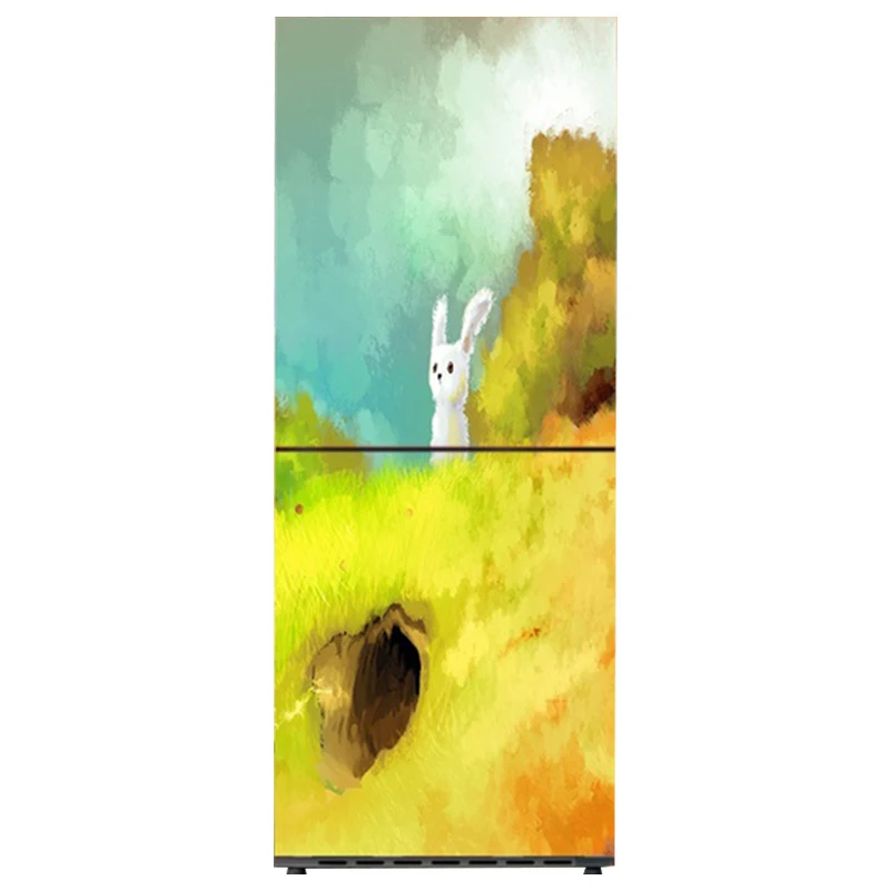 

Diy Fridge Sticker Wardrobe Door Wallpaper Self Adhesive Refrigerator Cover Deco Rabbit
