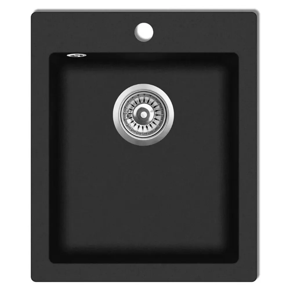 

vidaXL Overmount Kitchen Sink Single Basin Granite Black 141672