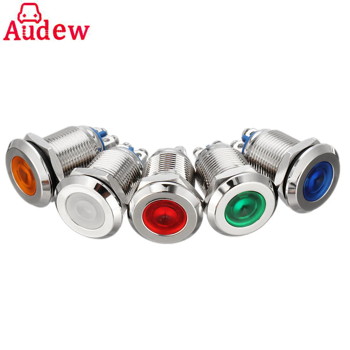 

1Pcs Car LED Metal Instrument Light Indicator Pilot Dash Light Lamp 12mm 12V Screw Terminal silver Casing
