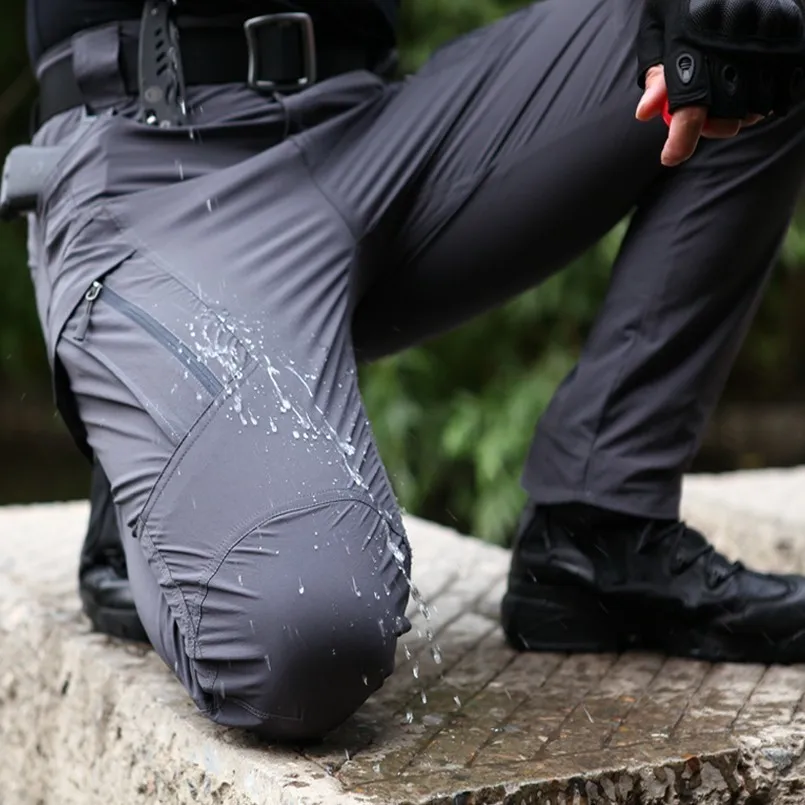 IX9 водонепроницаемые Стрейчевые брюки мужские военные тактические рип-стоп быстросохнущие брюки армейские брюки карго с несколькими карманами