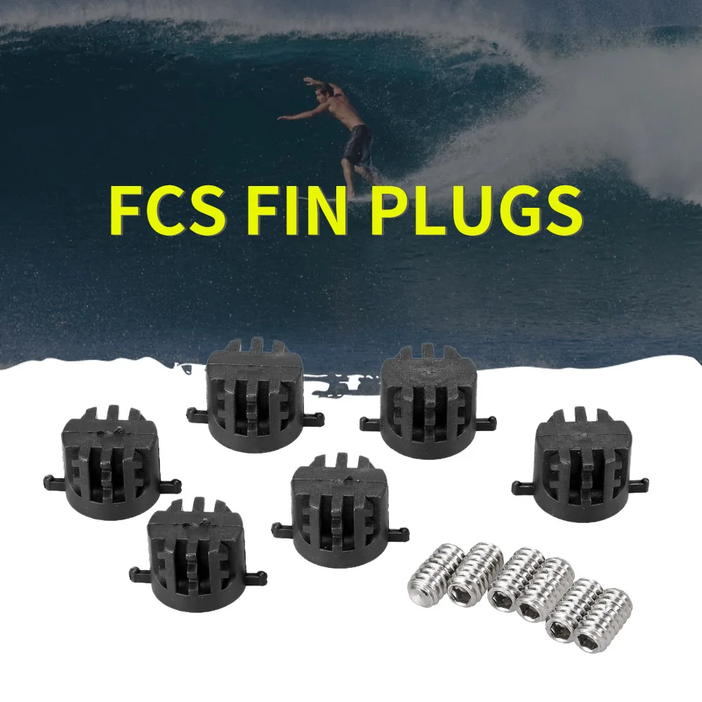 

high quality 6 PCS Surfboard Rail Plug FCS Fin Plugs with 9MM Fin Screws FCS Leash Plug surfboard fins kayak accessories 2019