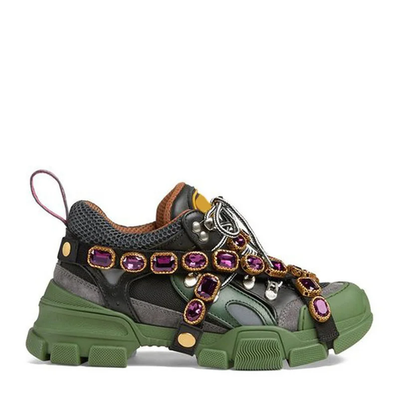 

Autumn White Ins Super Fire Women's Shoes Crystal Metal Decorative Diamond Fashion Platform Sneakers Luxury Women Shoes