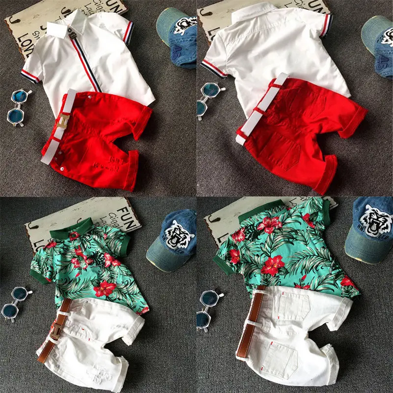 

Fashion Cool Boy Set 1Y-6Y Children Kids Boy Clothes Flower shirt Tops+Shorts Outfits Set 2pcs Suit AU