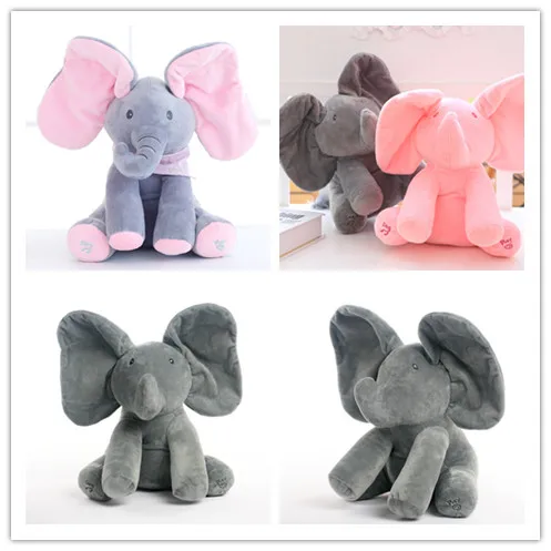 

Humor Ted Flappy Elephant Peek A Boo elephant Animals Electric Stuffed Plush Toy Play Music Toys for Children