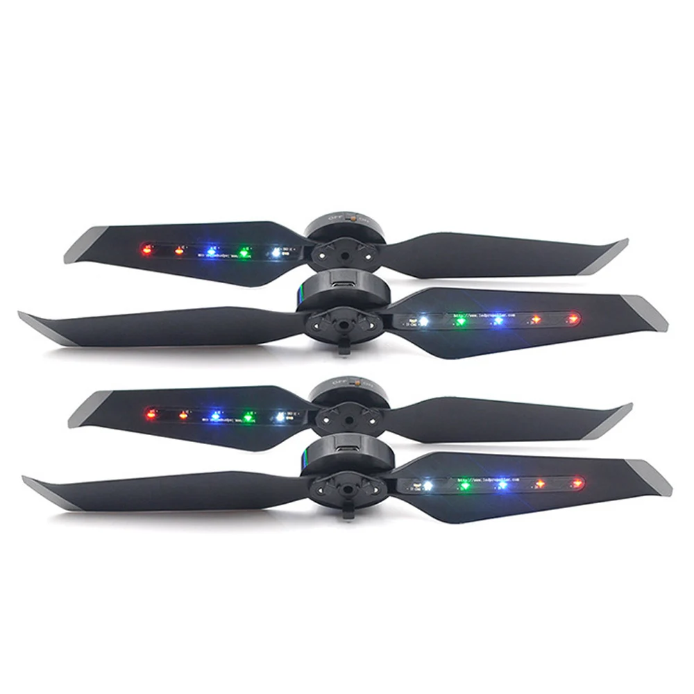2 Pairs Foldable LED Lights Propellers Quick Release Low Noise