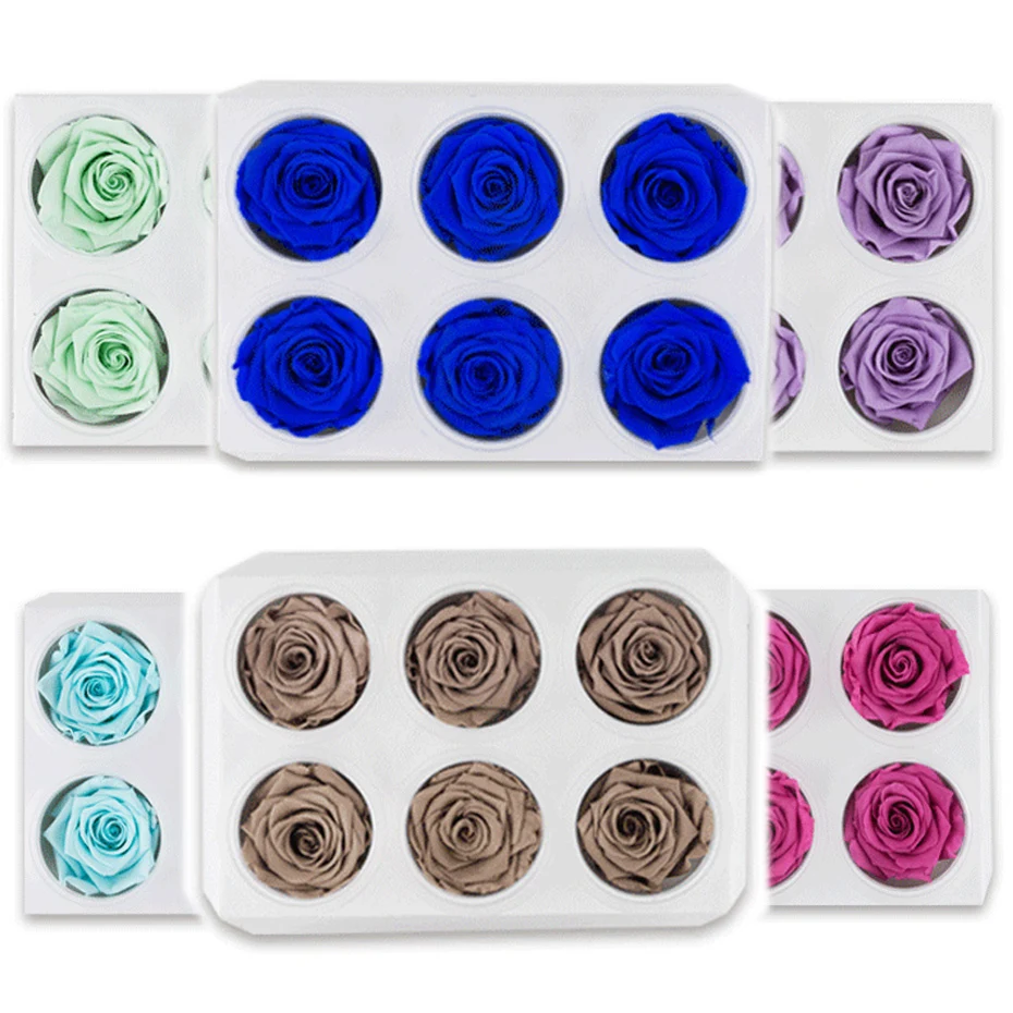 

1 Box High Quality Preserved Flowers Flower Immortal Rose 5cm Diameter Mothers Day Gift Eternal Life Flower Material Gift Box