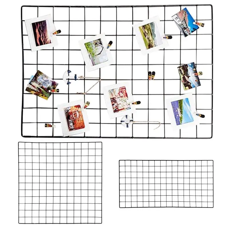 

DIY Grid Photo Wall Multifunction Wall Mounted Ins Mesh Wall Art Display Shelf For Photos Christmas Cards Hats Jewelry