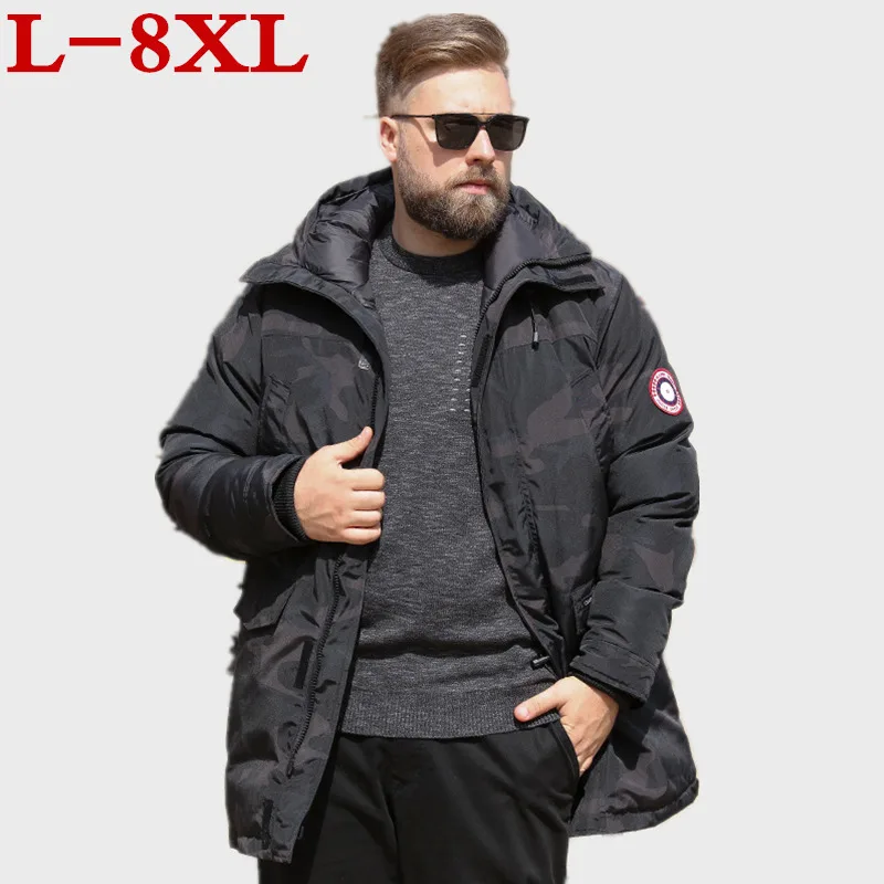

New 8xl 7xl 6xl Plus Size Men Long Down Jacket New Arrival Fashion Hooded Winter Thick Warm Duck Down Brand Clothing Parka