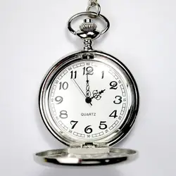 Модные карманные часы ретро матовый кварц черный, серебристый цвет большой карманные часы классические для мужчин и женщин молодых