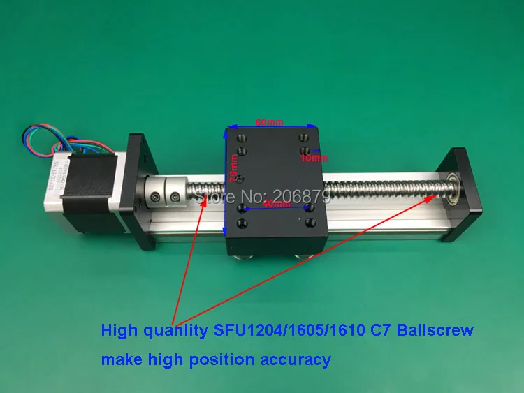 

100mm Effective Length SFU1204 1605 1610 12mm 16mm C7 Ball Screw SGK Linear Rail Guide Sliding Slide Motion Table+Nema 23 Motor
