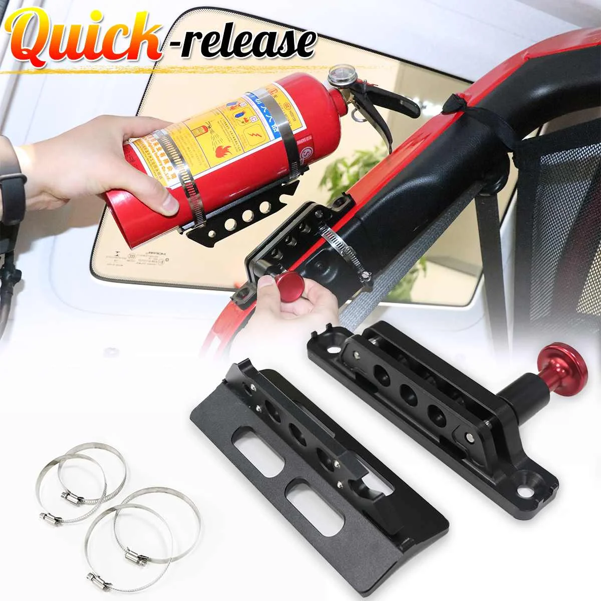 

For Jeep For Wrangler JL JK TJ Adjustable Fire Roll Bar Extinguisher Mount Holder Clamp Aluminum ATV UTV For Ford F-150/ Ranger