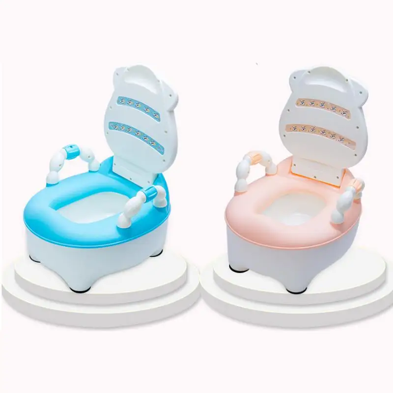 

Drawer Type Soft Seat Toilet With Armrests Kid Safety Step Stool White Pastel Blue Seat Basic Style With Toilet Cleaning Brush