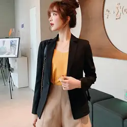 Женские пиджаки новый модный, застегивающийся на одну пуговицу Блейзер Для женщин пиджак черный, белый цвет пиджак женский плюс Размеры