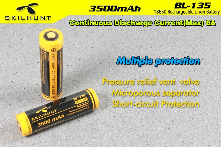 SKILHUNT BL-135 18650 3500 мА/ч, защищенная батарея