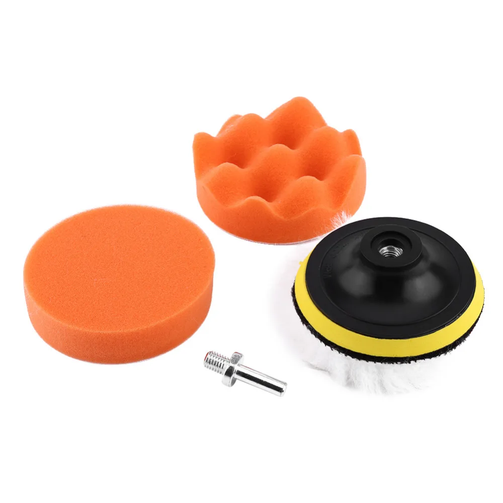 

5Pcs 4" Polishing Buffing Pad Kit Tool For Car Polisher Buffer With M10 Drill Adapter Auto Car Care Cleaning