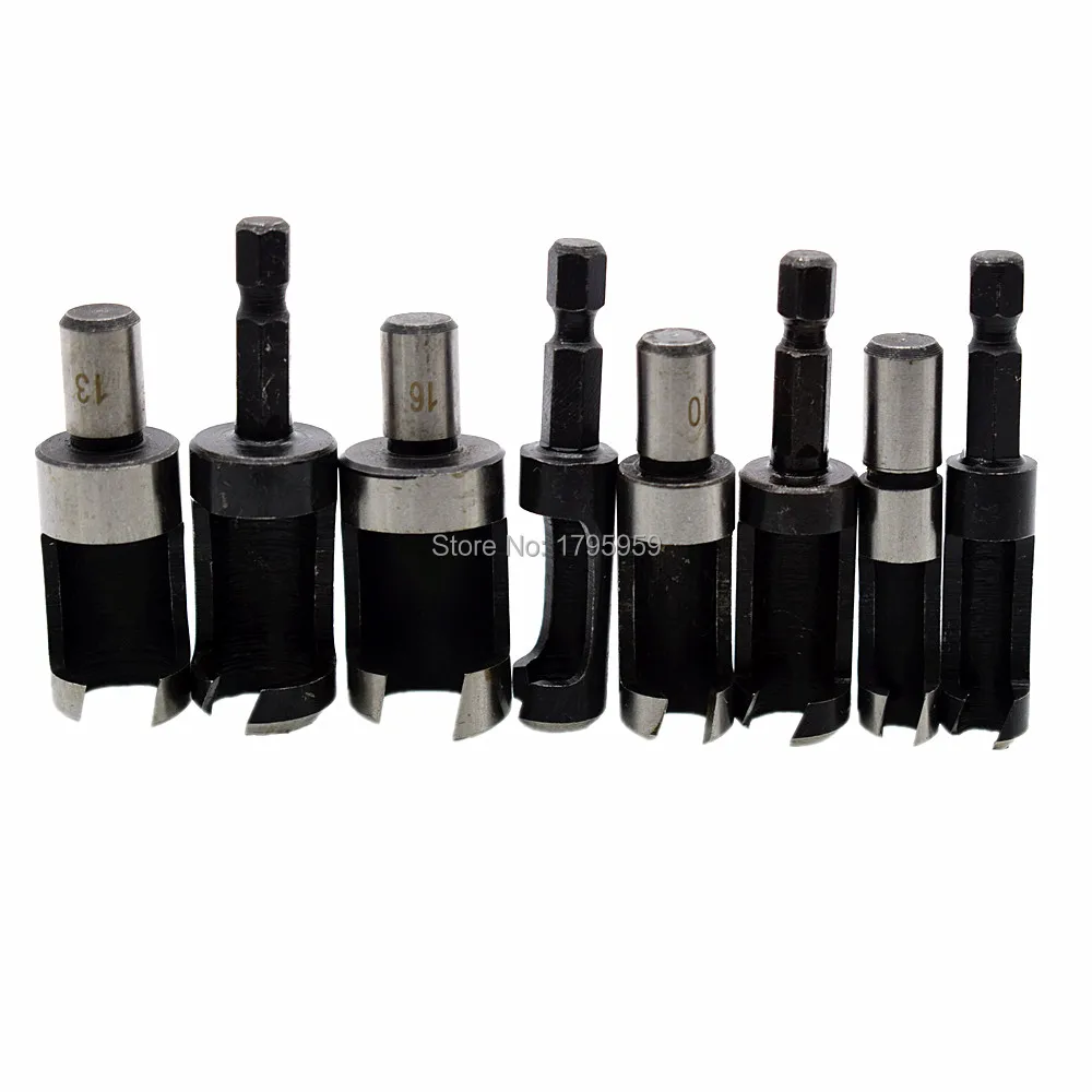 3/8" 1/4" Shank Wood Plug Hole Cutter Wooden Dowel Cutting Drill Bits Tools 6mm 10mm 13mm 16mm