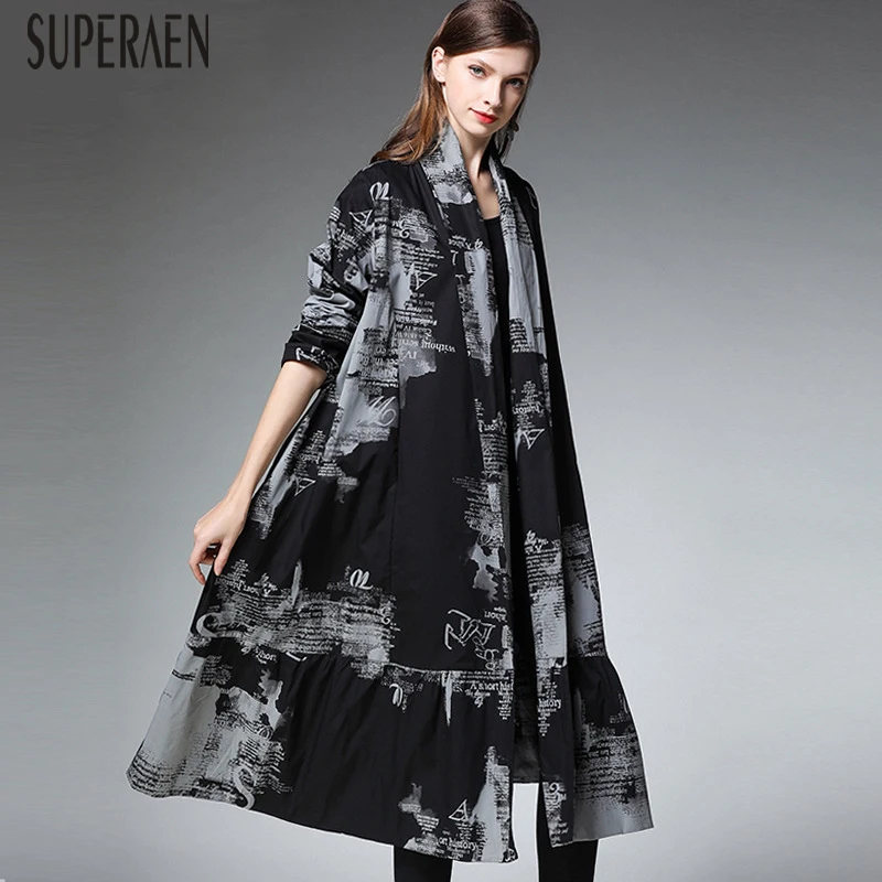 

SuperAen Europe Fashion Women Long Shirt Pluz Size New 2019 Spring New Loose Pluz Size Print Wild Women Clothing