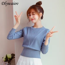 Fashion High Waist Slim Women Sweater Winter Round Neck Knit Pullover Ribbed Elasticity Small Waist Female Student Sweater 2018 Fashion High Waist Slim Women Sweater Winter Round Neck Knit Pullover Ribbed Elasticity Small Waist Female Student Sweater 2018