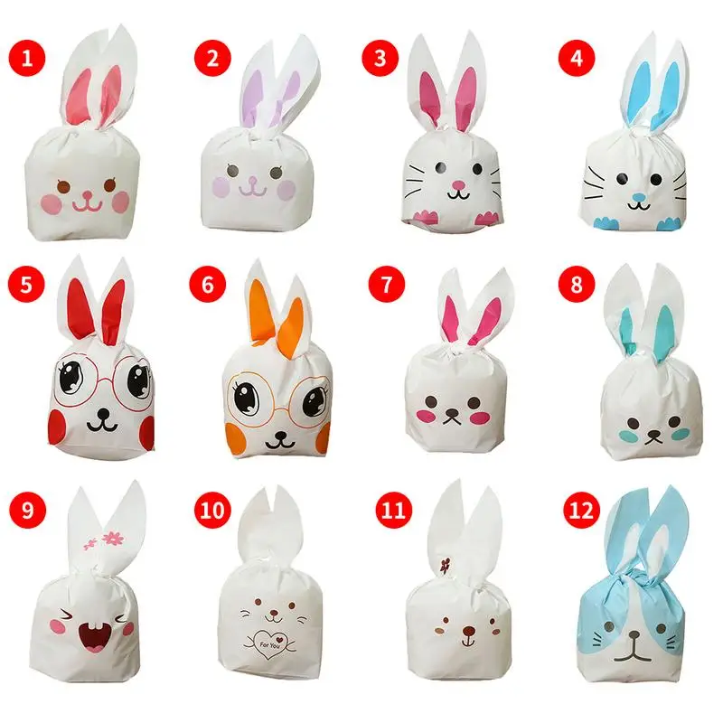 

50pcs Baking Package Rabbit Ear Shaped Snack Candy BagThree-Dimensional Rabbit Ear Shaped Plastic Packaging Gift Bag