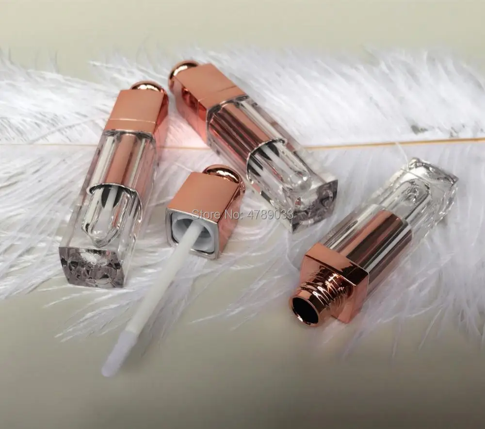 

10/30pcs Square Rose Gold Lip Gloss Tube Cosmetic Empty Refillable Lipstick Lip Balm Container Bottle Tube+Caps