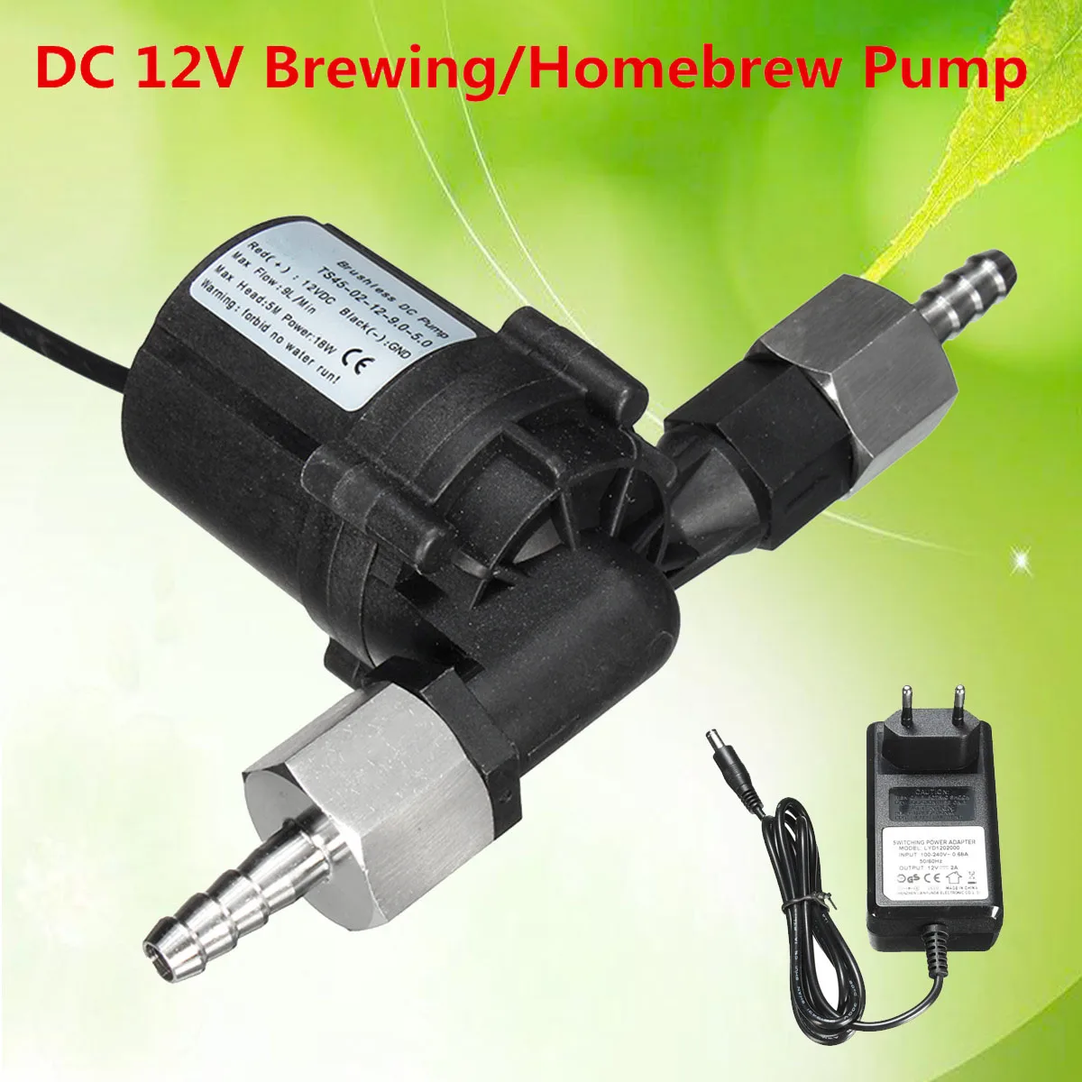 

1Set DC 12V Fluid Transfer Brewing Homebrew Pump Food Grade House Home Bar Wine Making Tool with Power Adapter