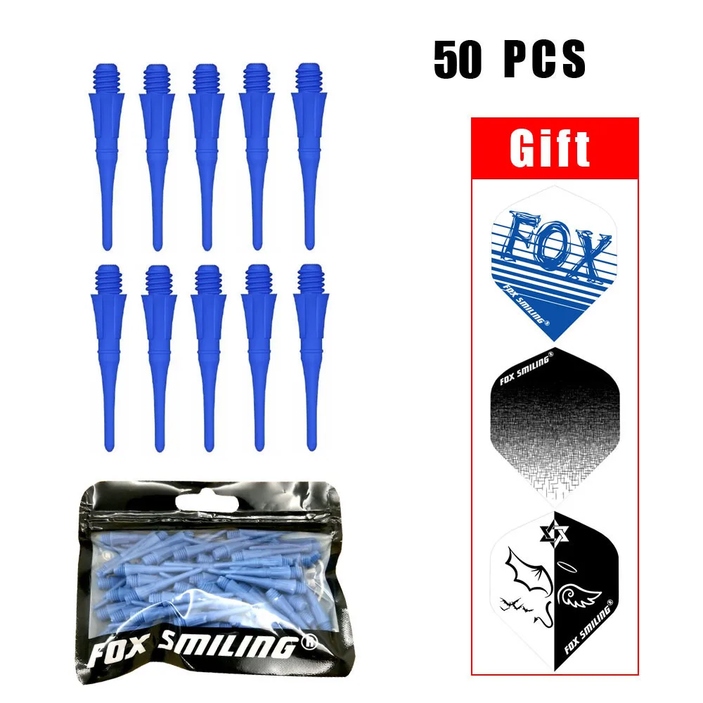 Fox Smiling 50PCS Set font b Electronic b font Darts Tip 2BA 6mm Groove 25mm Soft