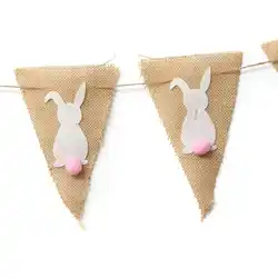 91 см джут Пасхальный кролик овсянка баннер флаг гирлянда Охота подвесные украшения для вечеринки для свадьбы вигвама день рождения