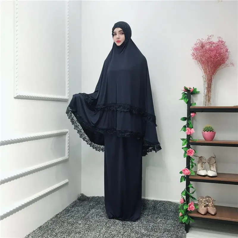 2 шт. хиджаб мусульманское платье макси абайя халат арабский Рамадан химар мусульманская молитва одежда джилбаб Ближний Восток наборы служения