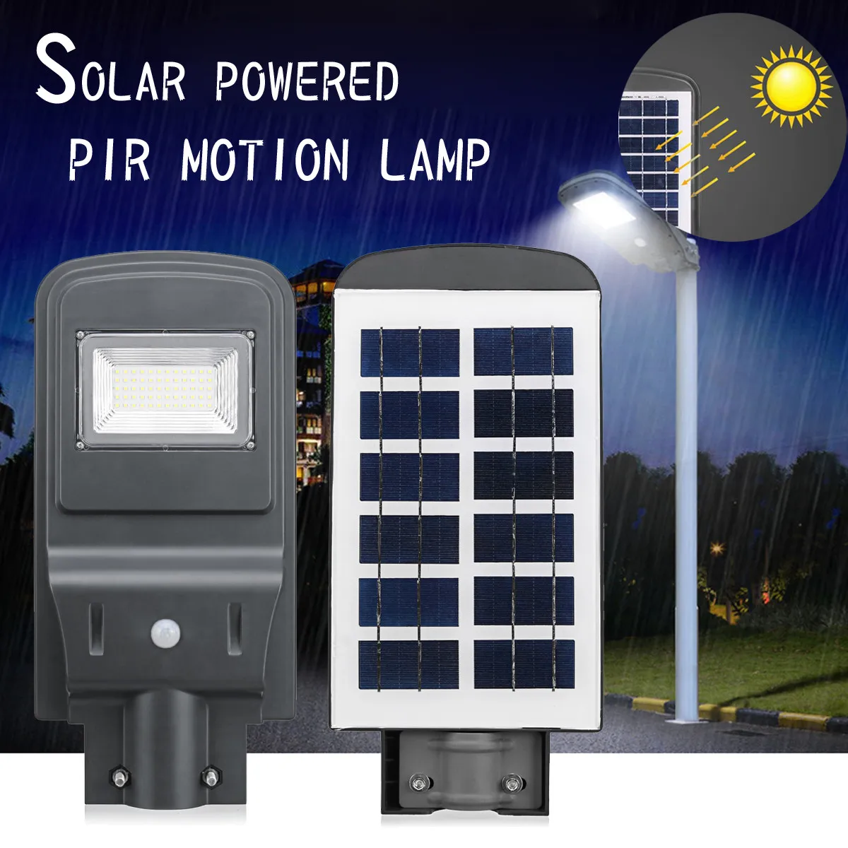 

All-in-one 20W Solar Powered Lamp Solar Panel Lighting Light Control + PIR Motion Sensor Waterproof for Outdoor Street Light