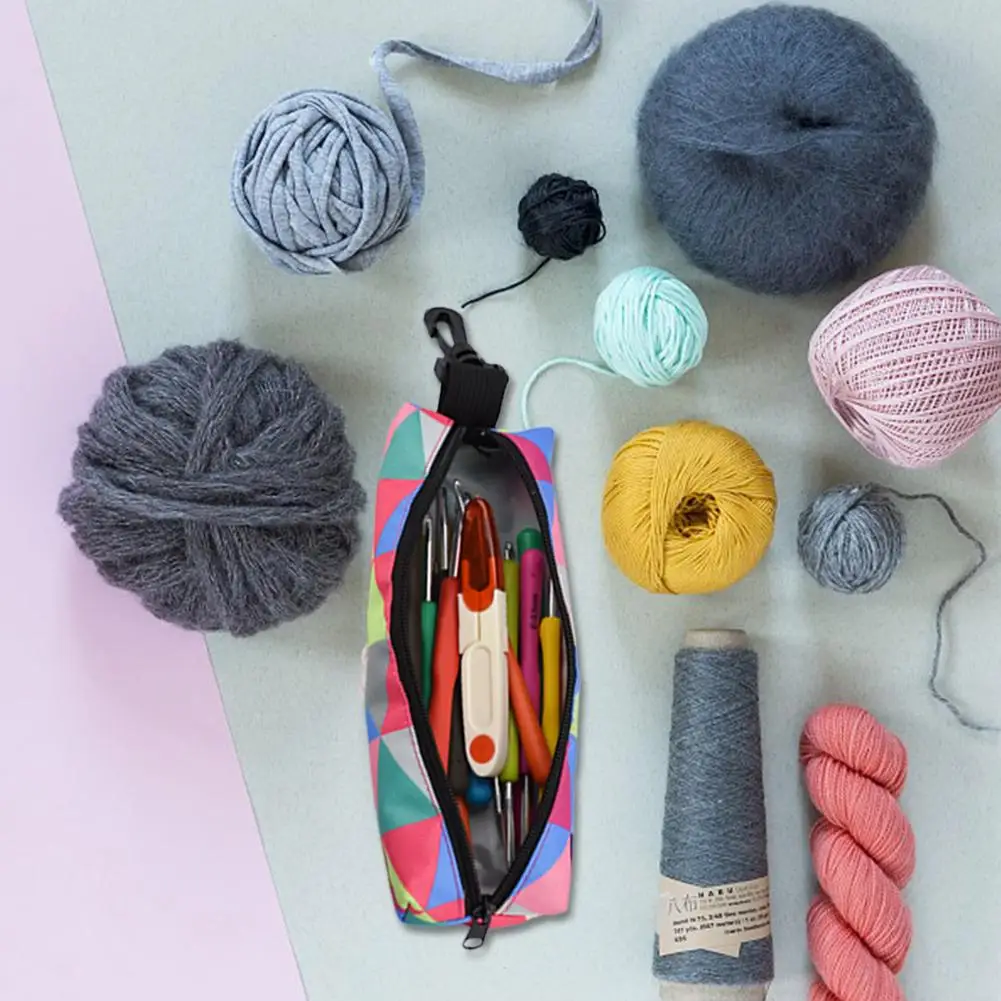 

DIY Handmade Crochet Storage Bag With Hook Travel Essential Items Home Sewing Accessories Weaving Beginner Gift Easy To Carry