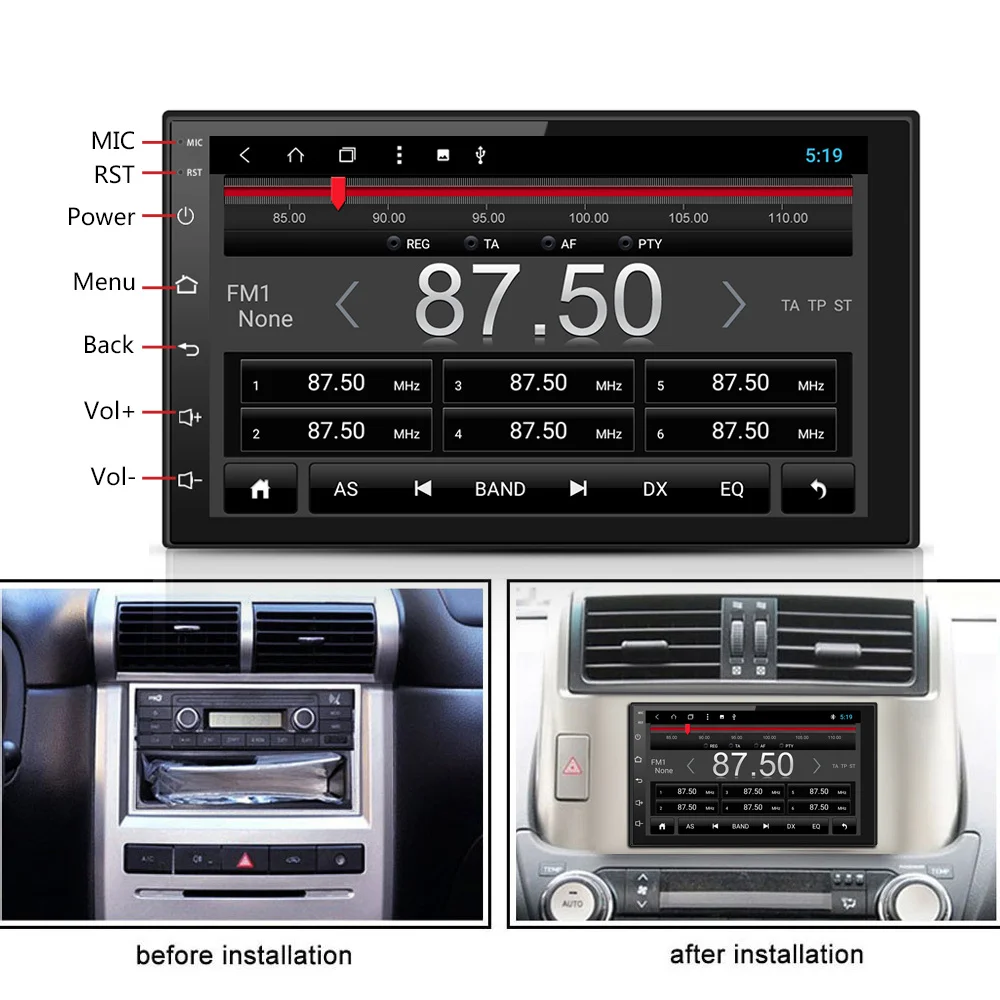 

7 Inch Car Multimedia Player 1024P Car Stereo Android 8.0 bluetooth WIFI Core Radio Video MP5 Player 2DIN