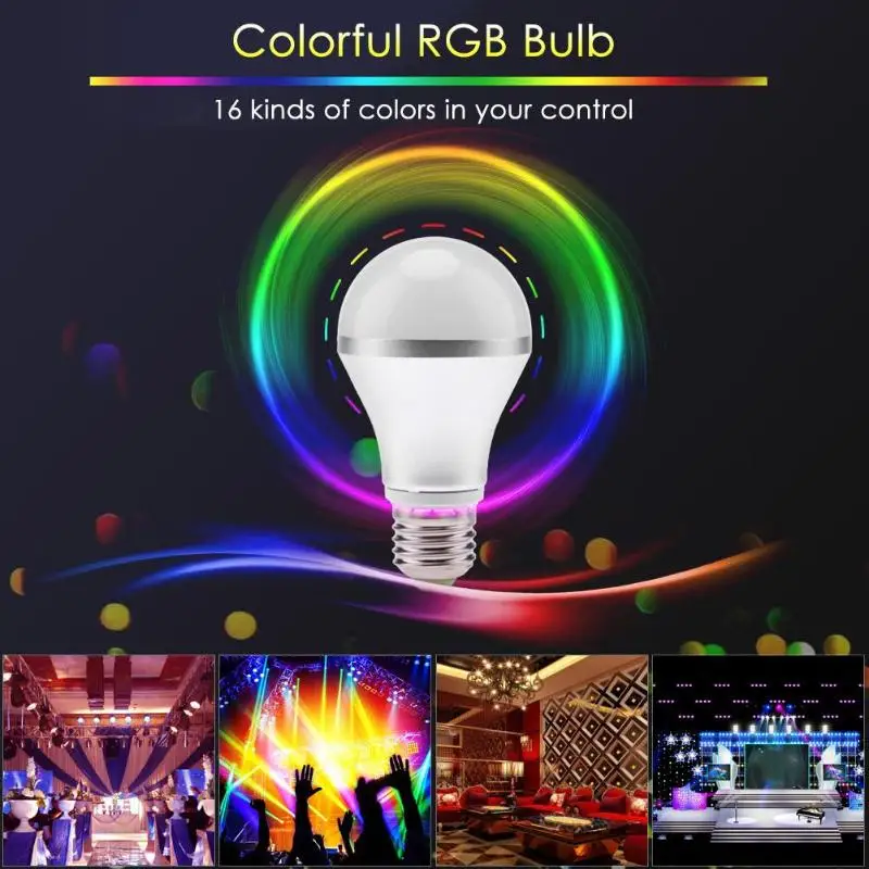 Сменная светодиодная лампочка RGB 5 Вт 16 цветов 24 ключа ИК пульт дистанционного