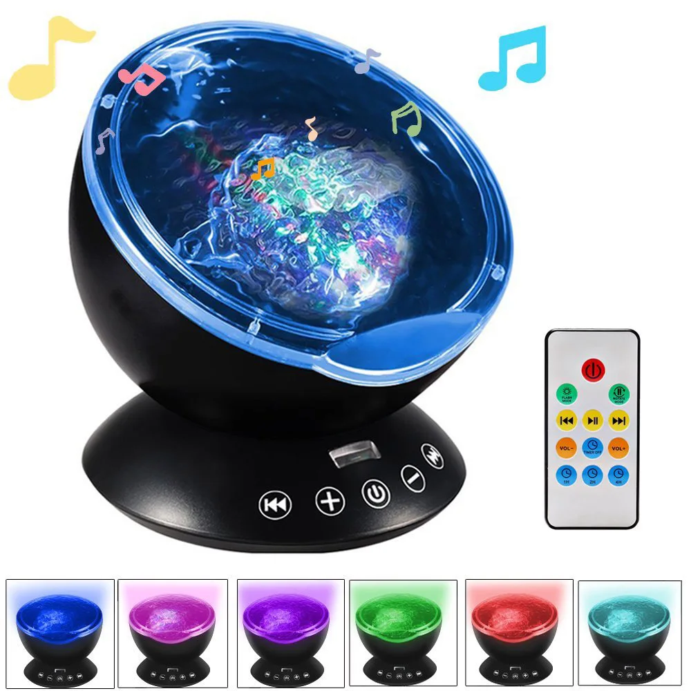 

Ocean Wave Projector LED Night Light With USB Remote Control TF Cards Music Player Speaker Dropship Projection