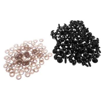 

100 Pieces Black Doll Eyes Safety Eyes Plastic Eyes With Discs