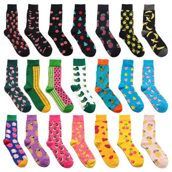 

Men Sock Colorful Happy Funny Cartoon Cherry Banana Lemon Avocado Fruit Korea Harajuku Hip Hop Street Casual Cotton Sock Fashion