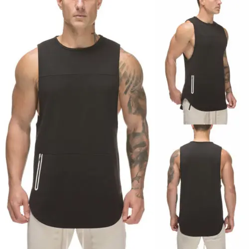 Для мужчин тренажерный зал спортивный жилет бодибилдинг Лето Training без рукавов топы белого и черного цвета