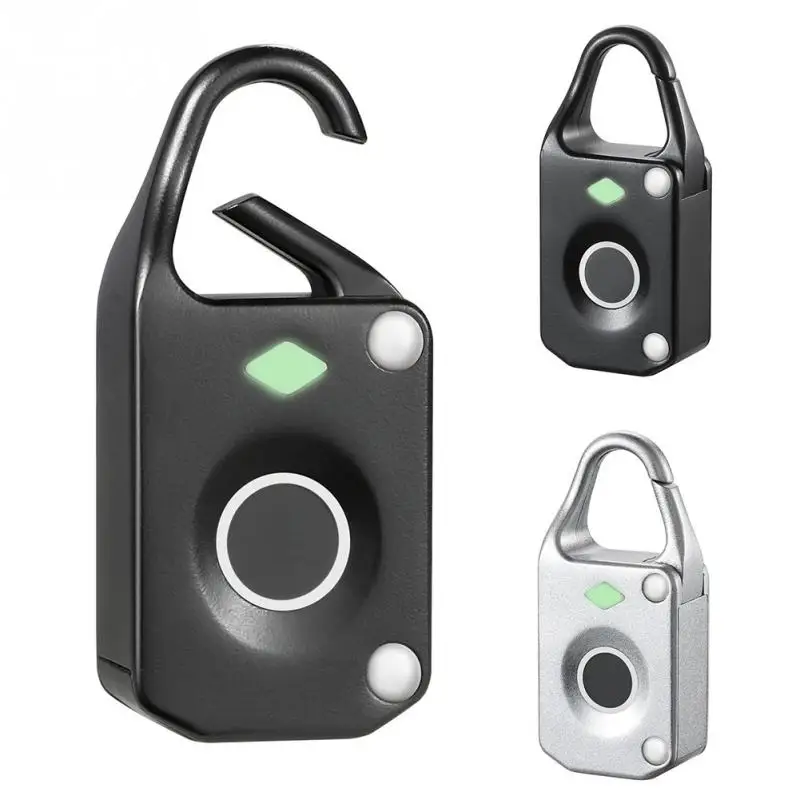 

Smart Fingerprint Lock Anti Theft Mini Waterproof Electronic Keyless Luggage Padlock Black White Zinc alloy Fingerprint Lock