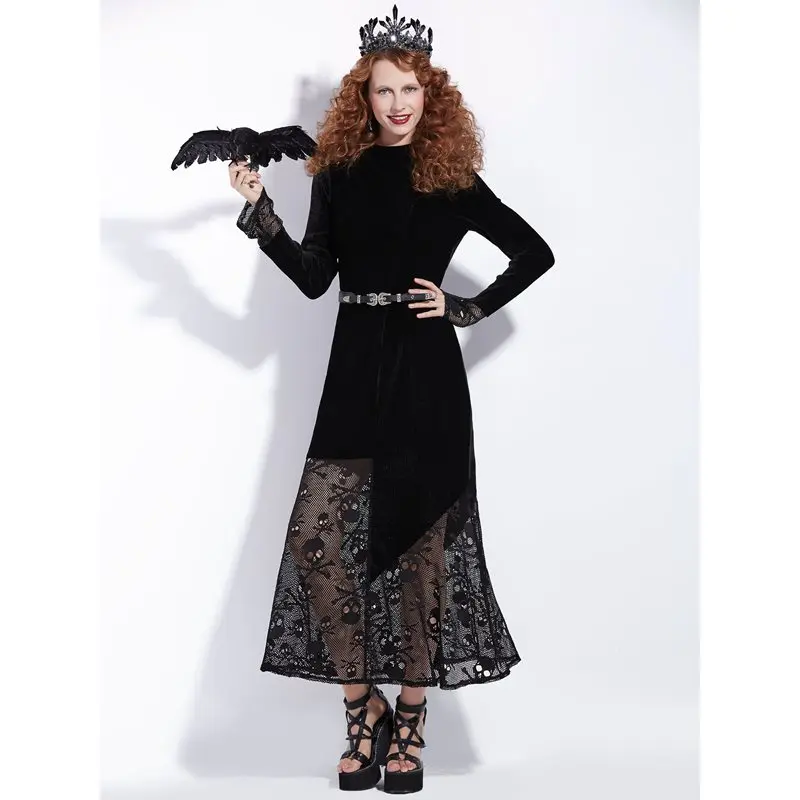 

Rosetic Women Gothic Lace Dresses Sexy Vintage Long Sleeves Patchwork Plus Size Elegant Women Black Casual Party Club Dresses