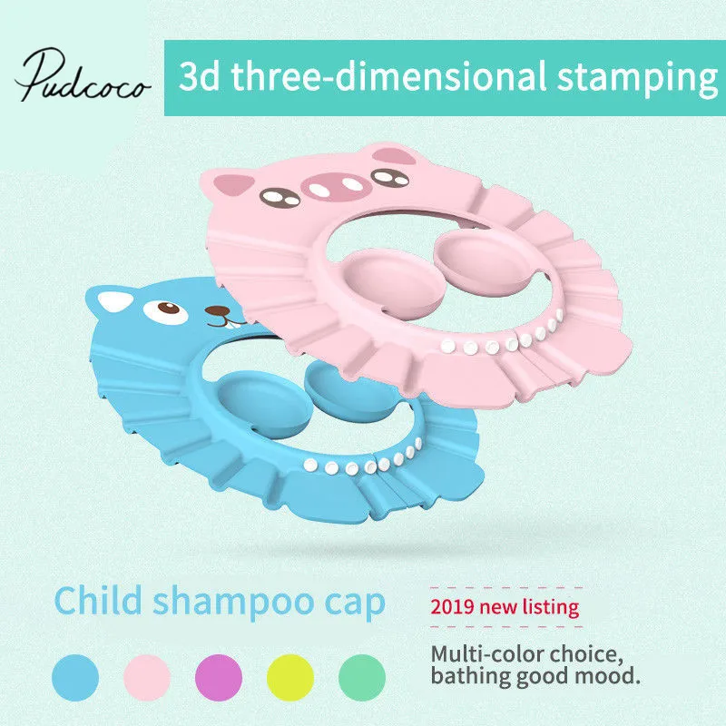 

2019 Brand New Cute Baby Kids Shampoo Bath Shower Soft Hat Cap Wash Hair Waterproof Shield Bathing Cap Bath Protect Soft Hat