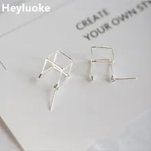 Brincos Para As Mulheres Горячая Аутентичные стерлингового серебра 925 стереоскопические кубические серьги-гвоздики для женщин модные ювелирные изделия