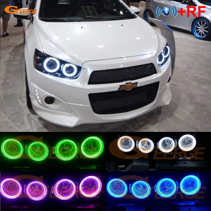 

For Chevrolet AVEO Sonic T300 2011 2012 2013 2014 RF Bluetooth Controller Multi-Color Ultra bright RGB LED Angel Eyes kit
