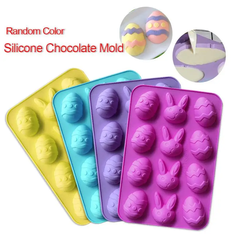 

12 Cavity Easter Egg silicone mould Chocolate Mold DIY Baking cake mold silicone Random Colors #AO