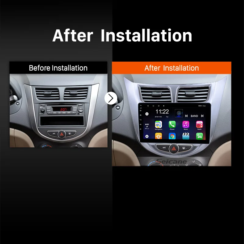 Discount Seicane Car Android 6.0/7.1/8.1 Autoradio 9" Stereo 2Din Player For Hyundai Verna 2011 2012 2013 Head Unit Support WiFi Can-Bus 5
