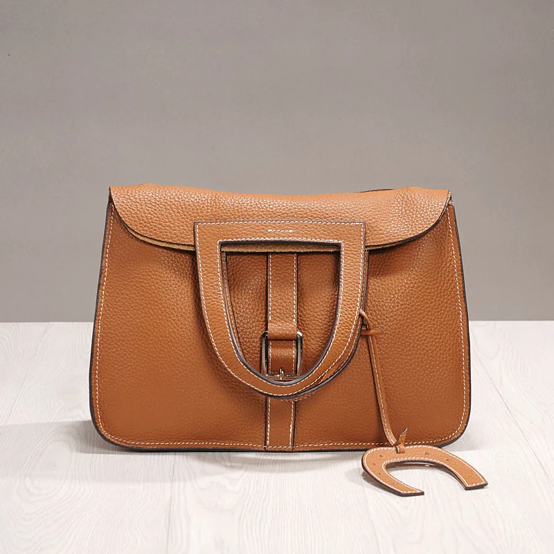 

2019 The new real leather horseshoe bag women handbag long and short single shoulder bag