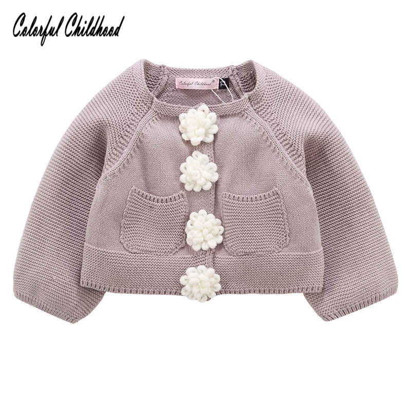 

Baby Girls Sweater Cardigan Loose Cuff Sweet Kintted Cardigan Outerwear Petal Button Design Infant Toddler Kid Warm Wool Tops