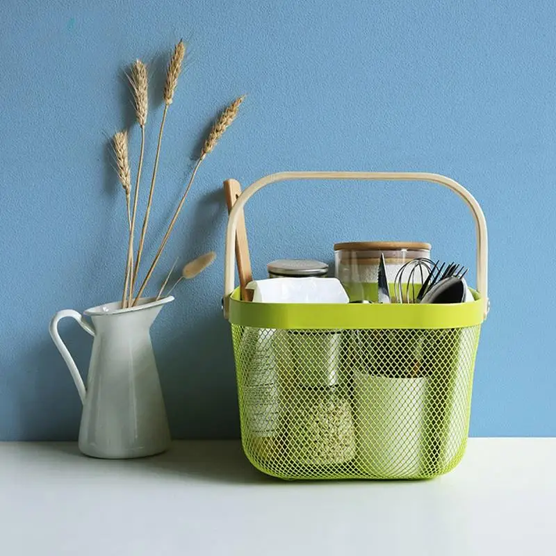 Конфеты цвета деревянная ручка Фрукты корзина для овощей металлическая сетка