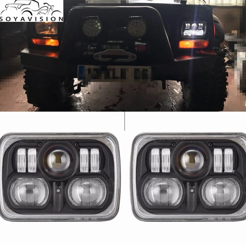

New Square Pair 7x6 LED Headlights for Jeep Wrangler YJ Cherokee Comanche 5x7" Led Square Headlights Led working light