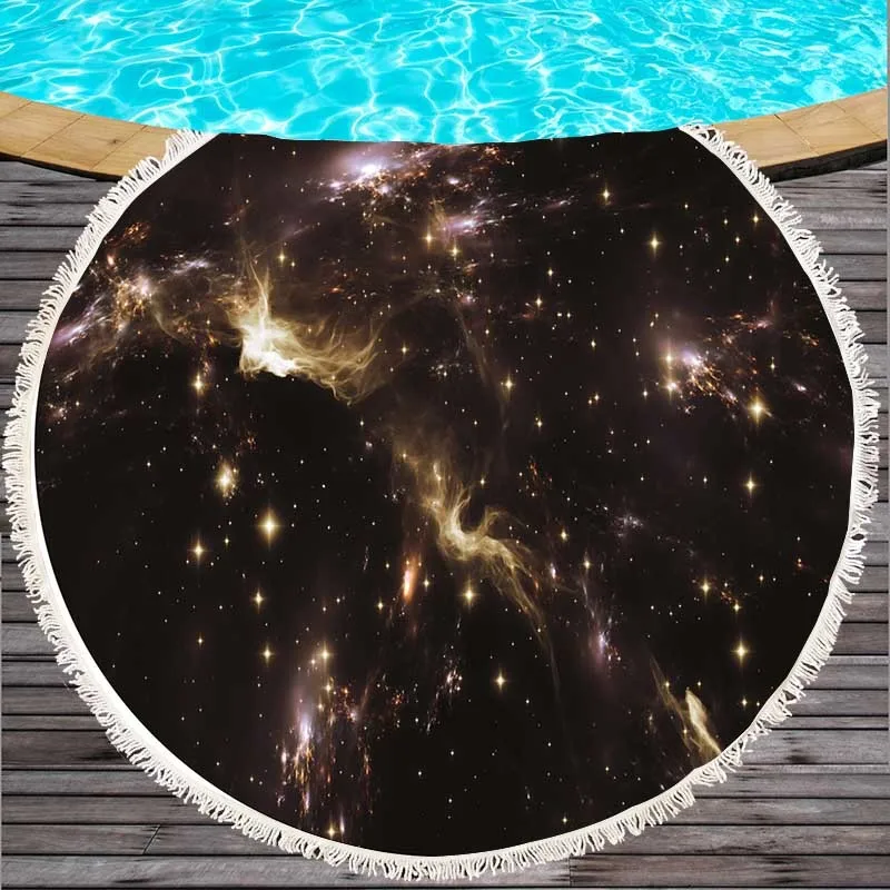 

Starry Sky Microfiber Soft Towel Round Beach Towel Tassel Yoga Mat Blanket Printed Serviette 150cm Bath Towel Summer