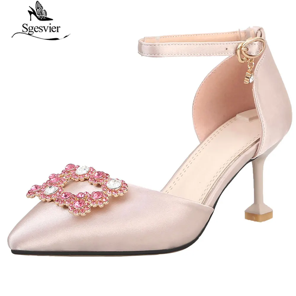 

Sgesvier Fashion Rhinestone Women's Shoes Summer Dancing High Heel Buckle Pumps Sexy Nightclub Stiletto Party Wedding Shoes G44