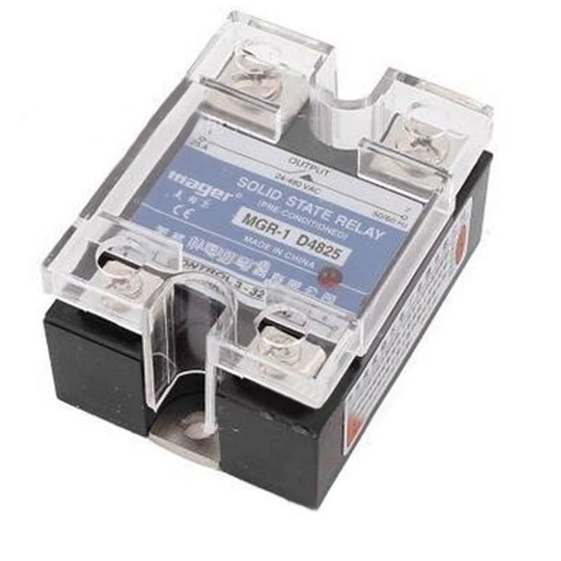 

1pc 2.25x1.75x1.25inches Solid State Relay SSR + Clear Cover Zero-Cross Turn On 25A 3-32VDC To 24-480V AC High Quality Accessory